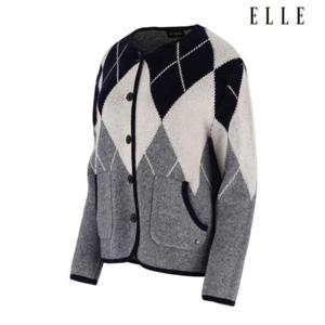 엘르골프 세이브존01 여성 아가일 자가드 버튼업 가디건 6J63702-932