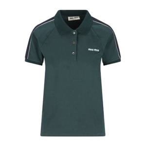 미우미우 로고 프린트 투톤 저지 폴로 티셔츠 MJNA19SOOO 182D