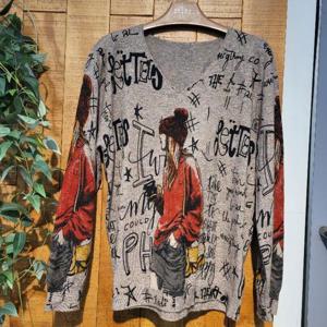 멜로디가든 HC45 여성 브이넥 티셔츠 M26s2k108