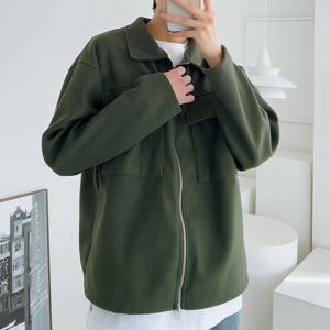 남자 솔리드 빅포켓 카라넥 투웨이 집업 자켓 5C-JUA-Q110-카키