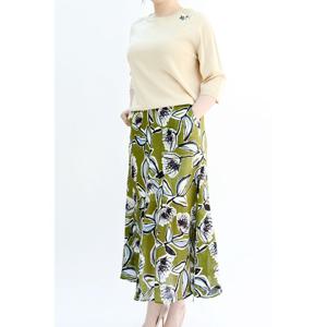 [비꼴리끄(여성)]린넨 프린트 슬릿 스커트 B242WK3160