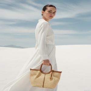 [헤지스] 아르코 브라운 라탄 레더 콤비 토트 M /HIBA6E341I2