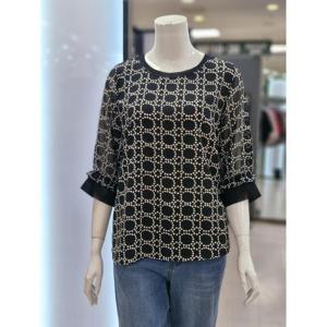 화이트호스 세이브존05 쉬폰 나염 5부 소매 블라우스 A25252244A