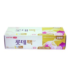 롯데 위생팩 중 알뜰형 25x35x100매