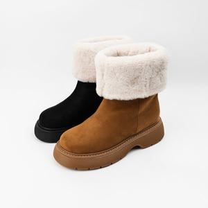 [신난다슈] 여성 앵클부츠 5cm 2종 여자 방한 앵글 털 부츠 기모 퍼 스웨이드 통굽 FL251489