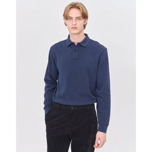 [TAG가 169000원]헤지스 남성 24FW 반값세일스테디셀러 라이트네이비 단색 면혼방 긴팔카라티셔츠 WHTS4D432N1