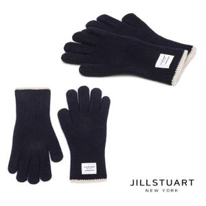 [질스튜어트] 네이비 울 캐시미어 혼방 라인 배색 핑거홀 장갑 JAGV4F620N2