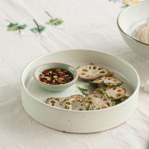 이천도자기 돌비 화이트 원통접시 1호 20.5cm 도기식기 도자기접시 스톤웨어 브런치 브런치접시 디저트접시