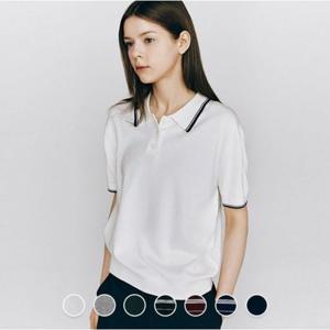 [지오다노]여성 루즈핏 클래식 여름 반팔 폴로 스웨터 355531