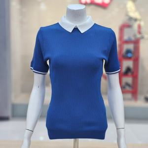 [루이까스텔]여성 원톤 솔리드 골지 카라 반플스웨터(7LESW402)_