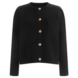 [샵앤]도톰 여성 라운드 금장단추오픈 간절기 봄 캐시미어 니트