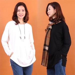 [강물처럼]빅사이즈사랑해요 7947L203 얇은 피치 기모 롱티 WW (