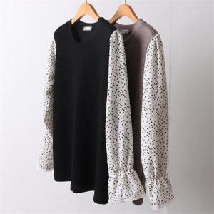 [강물처럼]빅사이즈사랑해요 I287L203 도트배색스판블라우스 RI