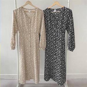 [강물처럼]빅사이즈사랑해요 G557L203 브이넥플라워롱원피스 CR