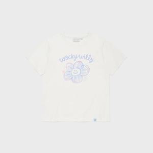 와키윌리반팔티 CQK WA2602ST55WH 우먼스 빅릴리 그래픽 반팔 티셔츠 화이트