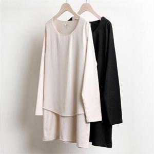 [강물처럼]빅사이즈사랑해요 w074L201 레이어드 쉬폰 티 NB (805