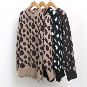 [강물처럼]빅사이즈사랑해요 6845L201 호피 라운드 니트 EB (803