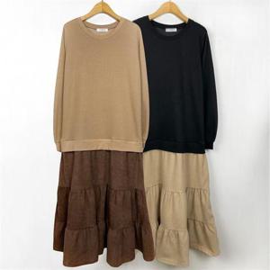 [강물처럼]빅사이즈사랑해요 F889L112 셔링배색두리원피스 BE (7