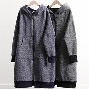 [강물처럼]빅사이즈사랑해요 w141L112 배색후드헤링본롱집업 MN