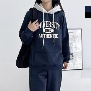 후드티 GAA 여자 겨울 오버핏 레터링 기모 배색 ND745