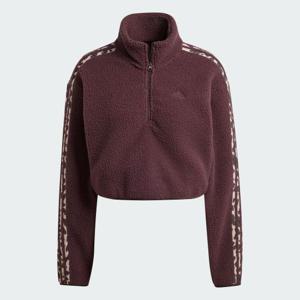 아디다스 애니멀 프린트 플리스 크롭 반집업 탑 IY5010 DOM