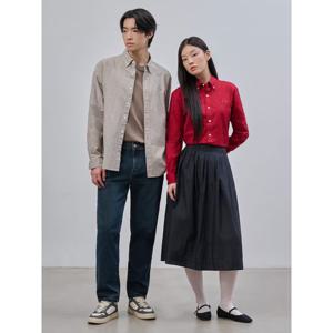 [빈폴멘] [Essential] 남녀공용 옥스퍼드 솔리드 셔츠 - 베이지 (BC4764E04A)