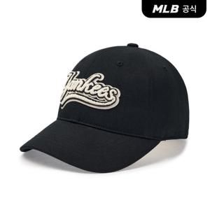 [MLB공식] 24N 바시티 컬시브 부클 로고 언스트럭쳐 볼캡 NY (Black) 3ACPVF04N