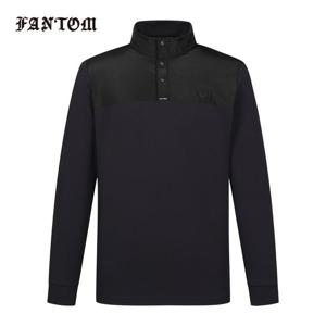 [팬텀] 남성 로고 와펜 우븐 패치 반버튼 긴팔티셔츠
