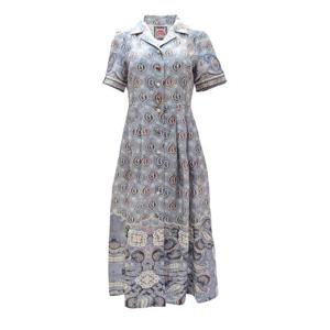 [비꼴리끄(여성)]린넨 프린트 스포츠카라 원피스 B242WO2280