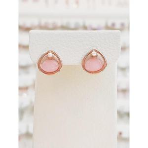 볼라레 세이브존01 캐보션 장미석 수정 볼드 귀걸이 LE842