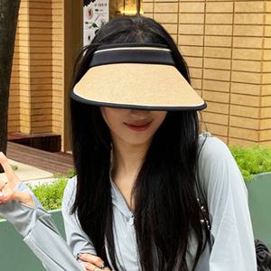 여성선캡 접이식 휴양지 바닷가 말아쓰는 모자 베이지
