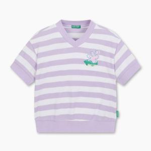 [베네통 키즈]베네통키즈 스트라이프 와플 반팔 티셔츠 QATS26431 VO