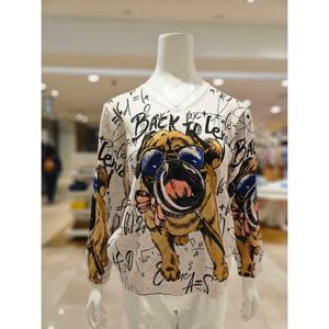 [르니앤맥코이]강아지 포인트 브이넥 니트티MM03KN073FCY