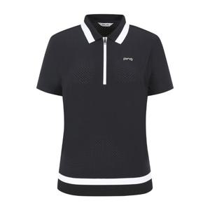 [핑골프](사은품증정) 여성 타공 카라 반집업 반팔 티셔츠 (121E2TO551_NA)