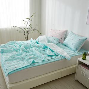 [르헤브] 러블리본 시원한 시어서커 얇은 차렵이불 밴딩 패드 풀세트 SS