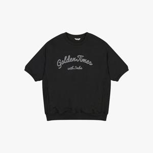 유니) 이중지 레터링 유니 반팔 맨투맨 AP2WMT348-BK