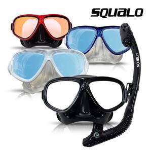 스쿠알로 SST-401MR 드라이탑 장착 미러 스노클세트 스노클 스노클링 프리다이빙 스노클세트 물놀이