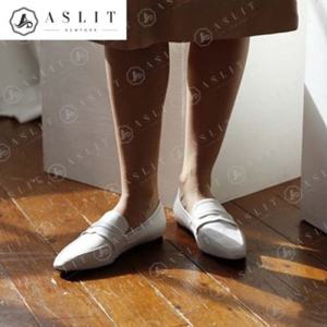 [애슬릿] 여자 사각 스틸레토 페니 플랫 로퍼 단화