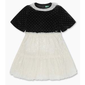 [베네통키즈]25FW-벌룬 소매 벨벳 원피스/QAOP10541