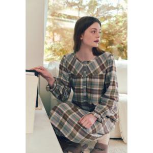 (비너스) 면 캐시미어 보온성이 좋은 체크패턴 원피스-VGN4563