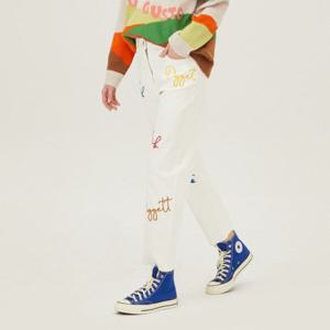 [베네통]밴딩 컬러 자수 배기핏 데님팬츠_BADPA6511