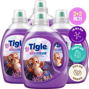 타이글 [국내제조/7중효소] 3+1 퍼펙트 대용량 액체 세탁세제 2.5L 라벤더향 일반 드럼 겸용 액상 실내건조