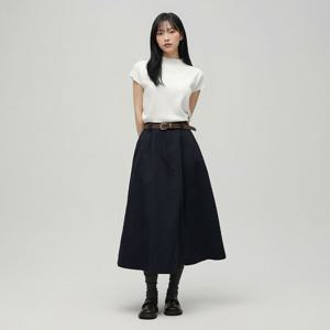 [랩]브라운 벨트 뒷밴딩 롱 스커트(AS1WS220)