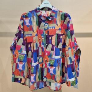 라티움 HC34 봄 품편한 화려한문양패턴면남방셔츠 T2613bl21