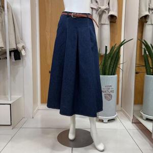 클리지 DP01 데님 플레어 롱 스커트 CQ2WSK11