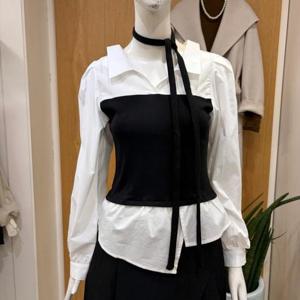 클리지 DP01 타이 뷔스티에 카라 블라우스 CQ3WBL12