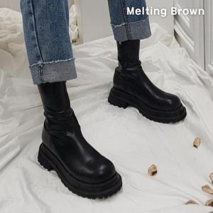 [로즈블로썸][멜팅브라운] 여성 심플 베이직 워커 부츠 슬림핏
