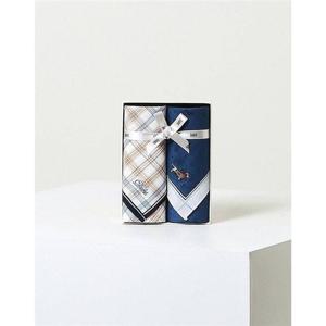 닥스 ACC [선물포장쇼핑백] [DCHA5F064MU] [닥스 GIFT]블루 체크 패턴 면 손수건 2종세트 389157