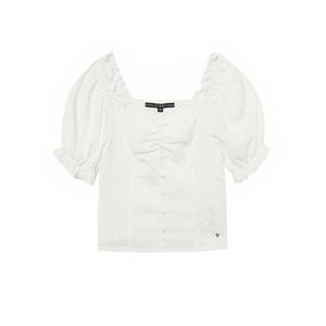 게스 GUESS 백 스모킹 퍼프소매 블라우스 YN2W4265 393685