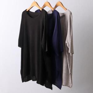 [강물처럼]빅사이즈나그랑티 I582L504 라운드넥니트반팔티 EB (3